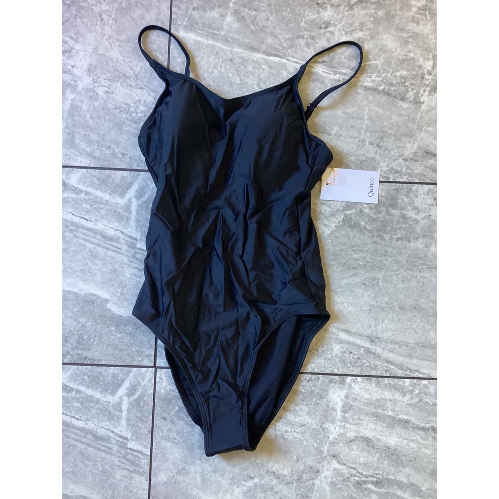 Quince Black One Piece Swimsuit Recycled Polyamide Adjustable Straps XS NEW